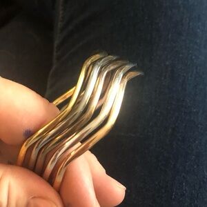 Milor set of 5 Gold, Silver  & Rose Gold Wave Bracelet .925